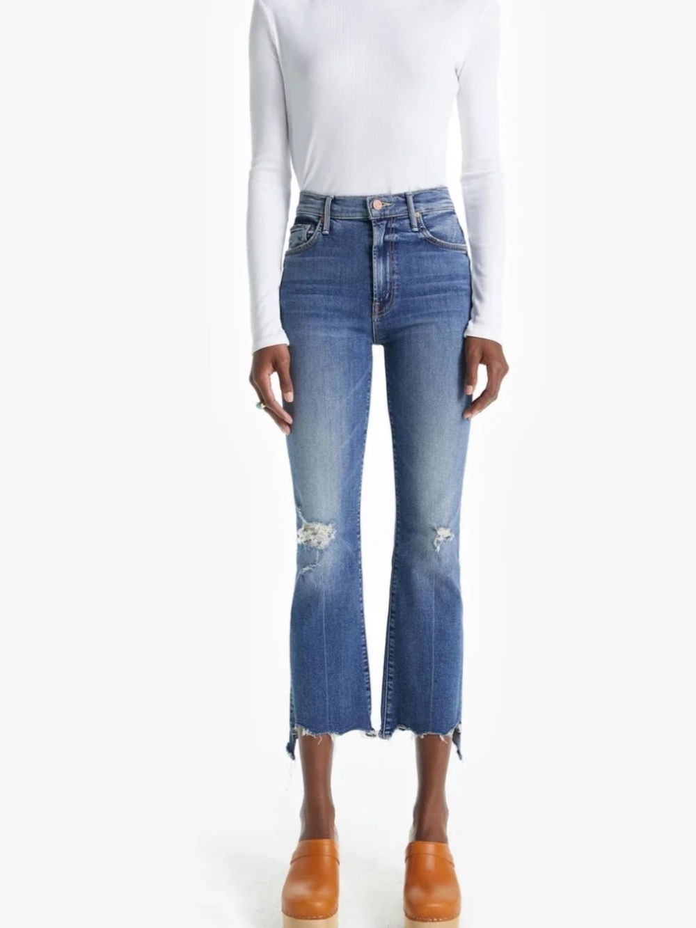 MOTHER DENIM Insider Crop Distressed Jeans